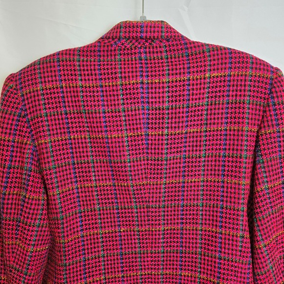 Vtg Norton McNaughton Tweed Wool Blend Houndstooth Blazer, Multicolor, Size 12 - Picture 7 of 8